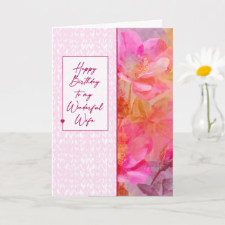 Wife’s, Birthday, Soft Pink Florals Card