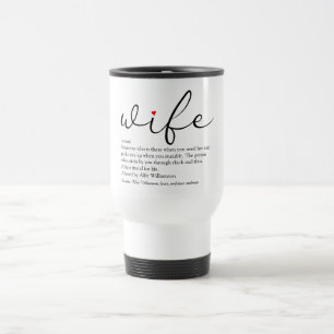 Wife Script Red Heart Black and White Personalized Travel Mug