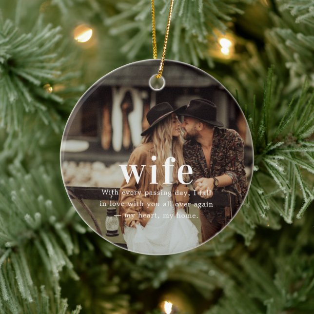 Wife | Sentimental Photo Keepsake Christmas Ceramic Ornament (Tree)