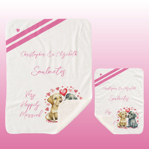 Wife soulmates cute dogs anniversary gift sherpa blanket