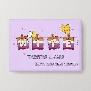 Wife Sunset Lesbian Flag Happy Anniversary Button