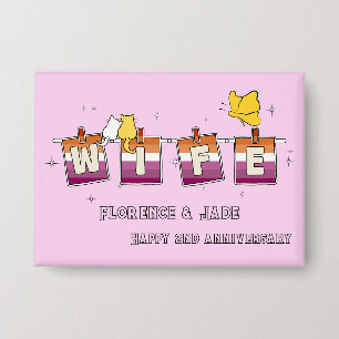 Wife Sunset Lesbian Flag Happy Anniversary Button
