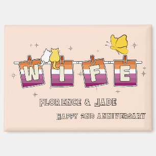 Wife Sunset Lesbian Flag Happy Anniversary Magnet