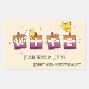 Wife Sunset Lesbian Flag Happy Anniversary Sticker