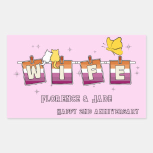 Wife Sunset Lesbian Flag Happy Anniversary Sticker