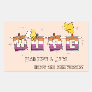 Wife Sunset Lesbian Flag Happy Anniversary Sticker