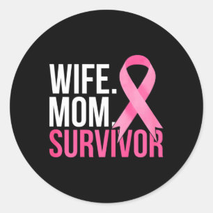 Wife Survivor Breast Cancer Awareness Classic Round Sticker