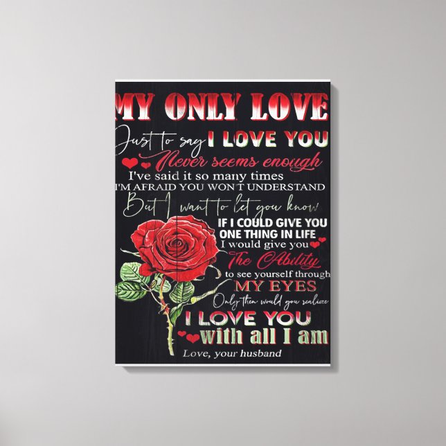 Wife To My Husband Letter | Love Quotes Gift Canvas Print (Front)