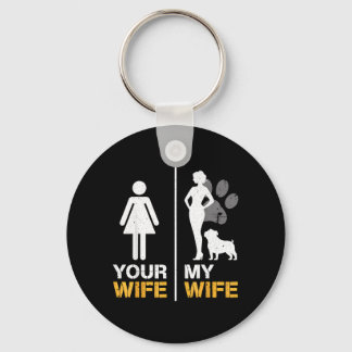 Wife Wife English Bulldog Pet Lover Funny Dog Mama Keychain