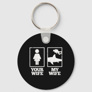 Wife Wife Scuba Diving Shark Humour Husband Keychain