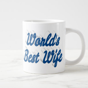Wife with blue half text giant coffee mug