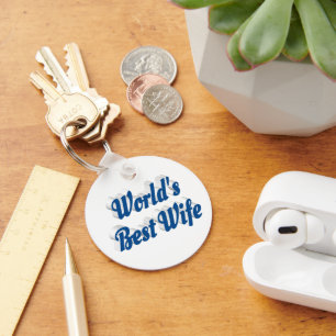 Wife with blue text keychain