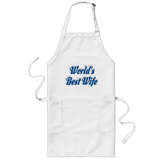 Wife with blue text long apron (Front)