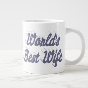 Wife with grey half text giant coffee mug