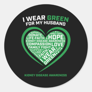 Wife Women Gifts Husbynd Kidney Transplant Disease Classic Round Sticker