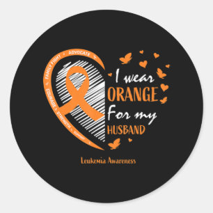 Wife Women I Wear Orange For My Husband Leukaemia Classic Round Sticker