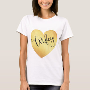 Wifey Calligraphy Tshirt with Gold Foil Heart