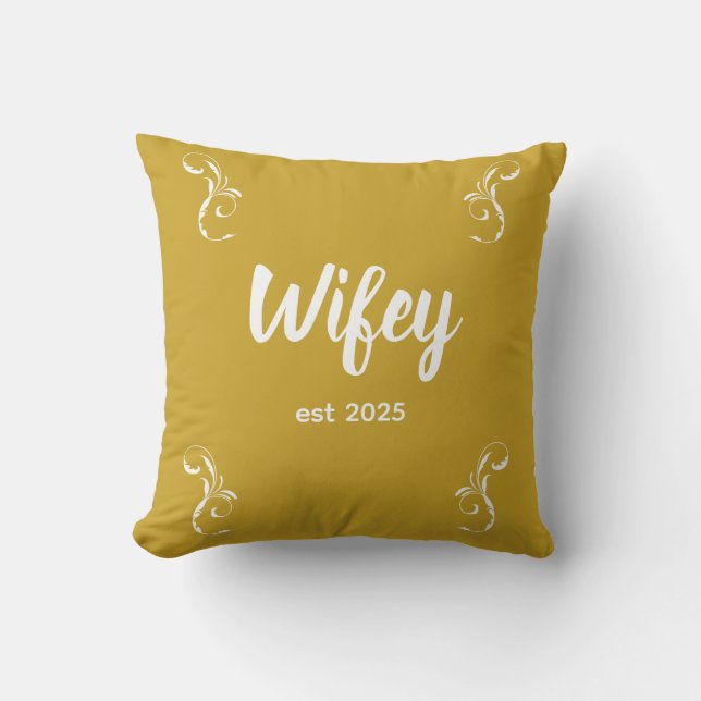 Wifey Custom Gold Bride, Fiance Gift Throw Pillow (Front)