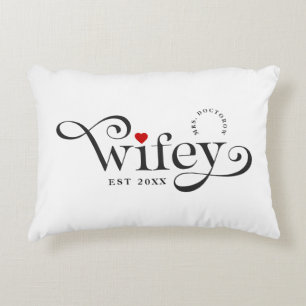 Wifey Elegant Typography Wedding Anniversary Accent Pillow