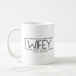 Wifey Est. 2025 Matching Couple Married 2025 Wifey Coffee Mug<br><div class="desc">Perfect gift for any newlywed woman that is engaged to be married in 2025. If you're going to be a bridesmaid or groomsman in the wedding party give it as a wedding gift to the bride for their honeymoon or reception. This awesome newly married couple design shows: Wifey Established 2025....</div>