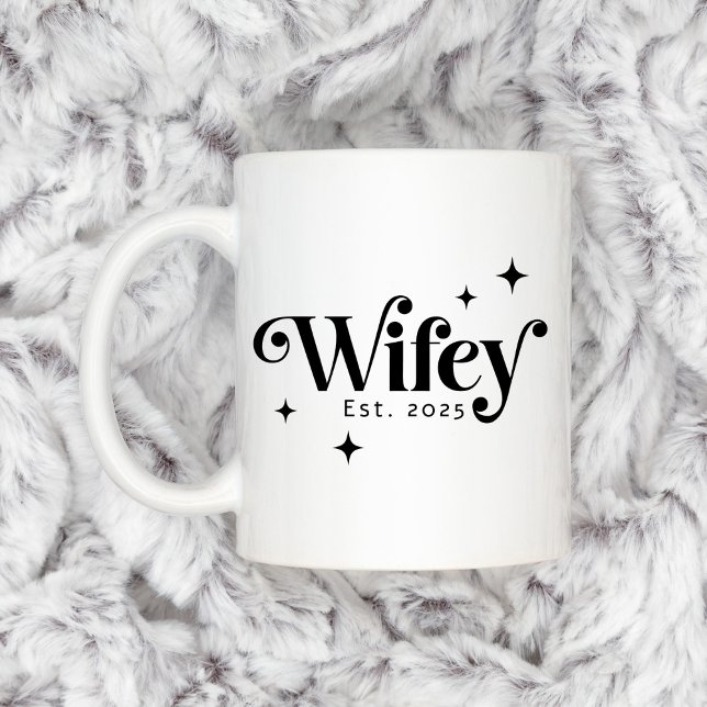 Wifey Est year any colour elegant retro font Coffee Mug (Wifey Est year any color elegant retro font Coffee Mug)
