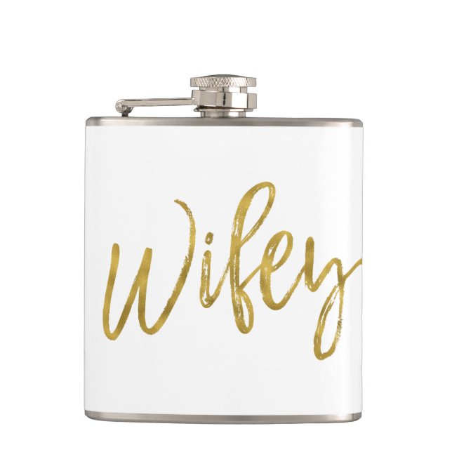 Wifey Flask with Gold Foil Typography (Front)