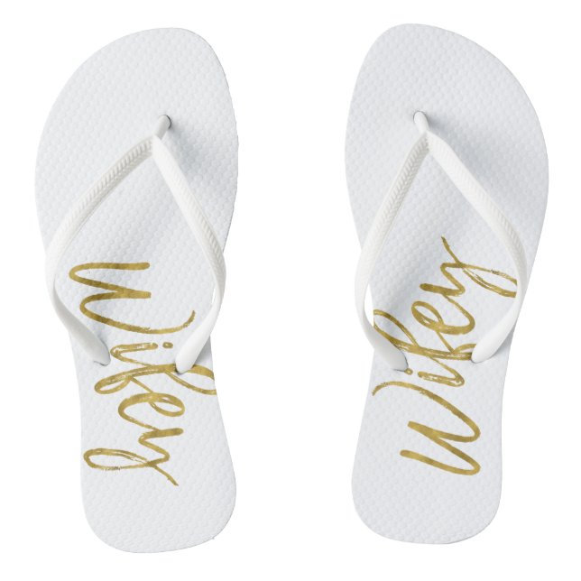Wifey Flip Flops with Gold Foil Typography (Footbed)
