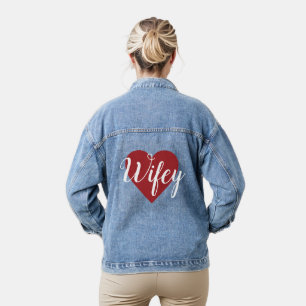 Wifey in Red Heart Denim Jacket