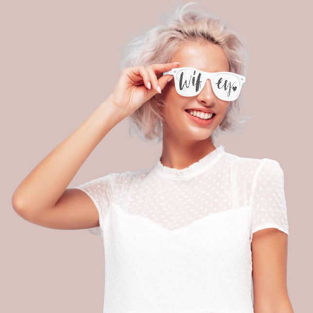 Wifey Love | Stylish Black Brush Script & Heart Retro Sunglasses (Creator Uploaded)