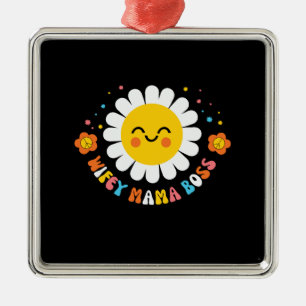 Wifey Mama Boss Retro Mama Metal Ornament