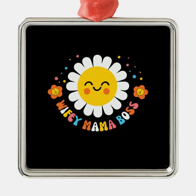 Wifey Mama Boss Retro Mama Metal Ornament (Front)