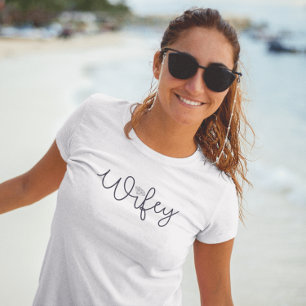 Wifey Modern Black Script Diamond  T-Shirt