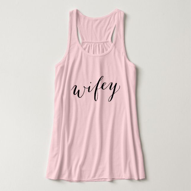 Wifey Modern Black Script Pink Womens Tank Top (Design Front)