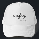 Wifey Modern Minimalist Script Personalized Bride Trucker Hat<br><div class="desc">Create a custom gift for the newlywed bride with this personalized wifey hat.</div>