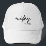 Wifey Modern Minimalist Script Personalized Bride Trucker Hat<br><div class="desc">Create a custom gift for the newlywed bride with this personalized wifey hat.</div>