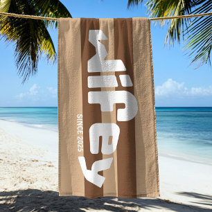 Wifey Newlywed Bride Coffee Striped Beach Towel