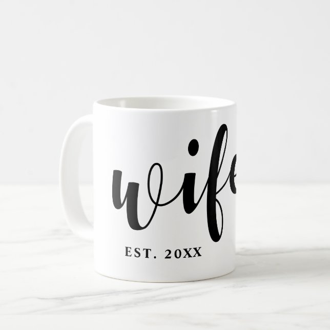 Wifey Newlywed Calligraphy Coffee Mug (Front Left)