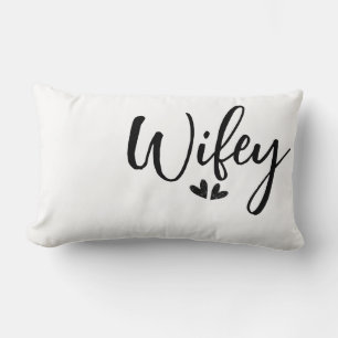 Wifey, Personalized minimalist wedding pillow
