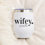 WIFEY | Personalized Name Newlyweds<br><div class="desc">Celebrate the new Mrs. with this cute text-based honeymoon design featuring "wifey" in black lettering with a small heart illustration. Personalize with her name beneath in handwritten-style script. Matching "hubby" sold separately.</div>