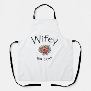 Wifey red floral est Year future wife valentine's Apron