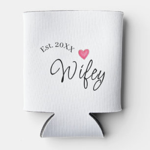 Wifey red heart est. Year future wife valentine's  Can Cooler