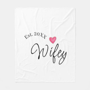 Wifey red heart est. Year future wife valentine's Fleece Blanket