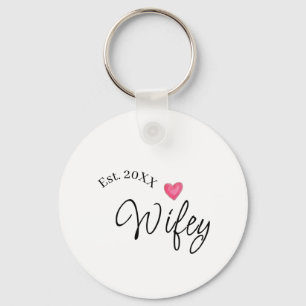 Wifey red heart est. Year future wife valentine's Keychain