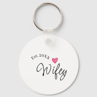 Wifey red heart est. Year future wife valentine's  Keychain