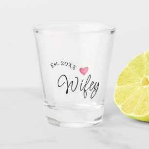 Wifey red heart est. Year future wife valentine's Shot Glass