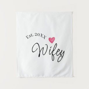 Wifey red heart est. Year future wife valentine's Tapestry