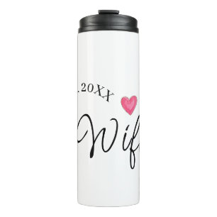 Wifey red heart est. Year future wife valentine's Thermal Tumbler