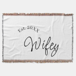 Wifey red heart est. Year future wife valentine's Throw Blanket