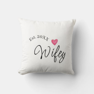 Wifey red heart est. Year future wife valentine's  Throw Pillow