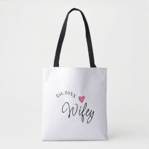 Wifey red heart est. Year future wife valentine's  Tote Bag